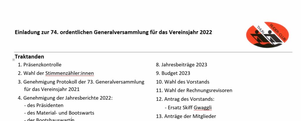 Generalversammlung 2023