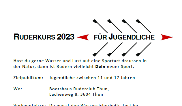 Ruderkurs 2023 für Jugendliche